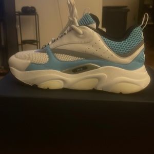 Size 43/10 Dior White and Blue Technical Mesh and Gray Calfskin